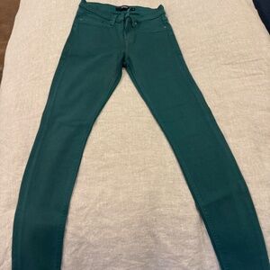 Hudson Nico Super Skinny Green Coated Jeans
